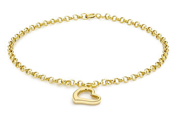 9ct Yellow Gold Heart Charm Bracelet, 5 of 6