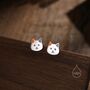 Sterling Silver Calico Cat Enamel Stud Earrings, thumbnail 1 of 10