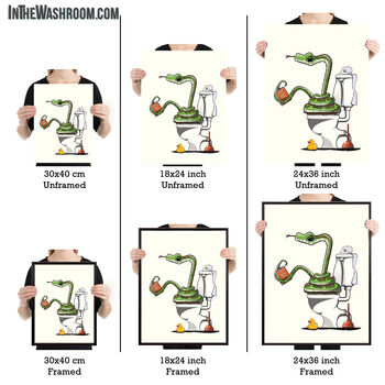 Snake On The Toilet, Bathroom, Funny Wildlife Poster, 4 of 6