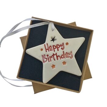 Ceramic Star Hanging Decoration – 'Happy Birthday' Gift, 3 of 8