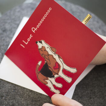 Beagle Dog Valentines Card I Love Aroooooooooo, 4 of 4