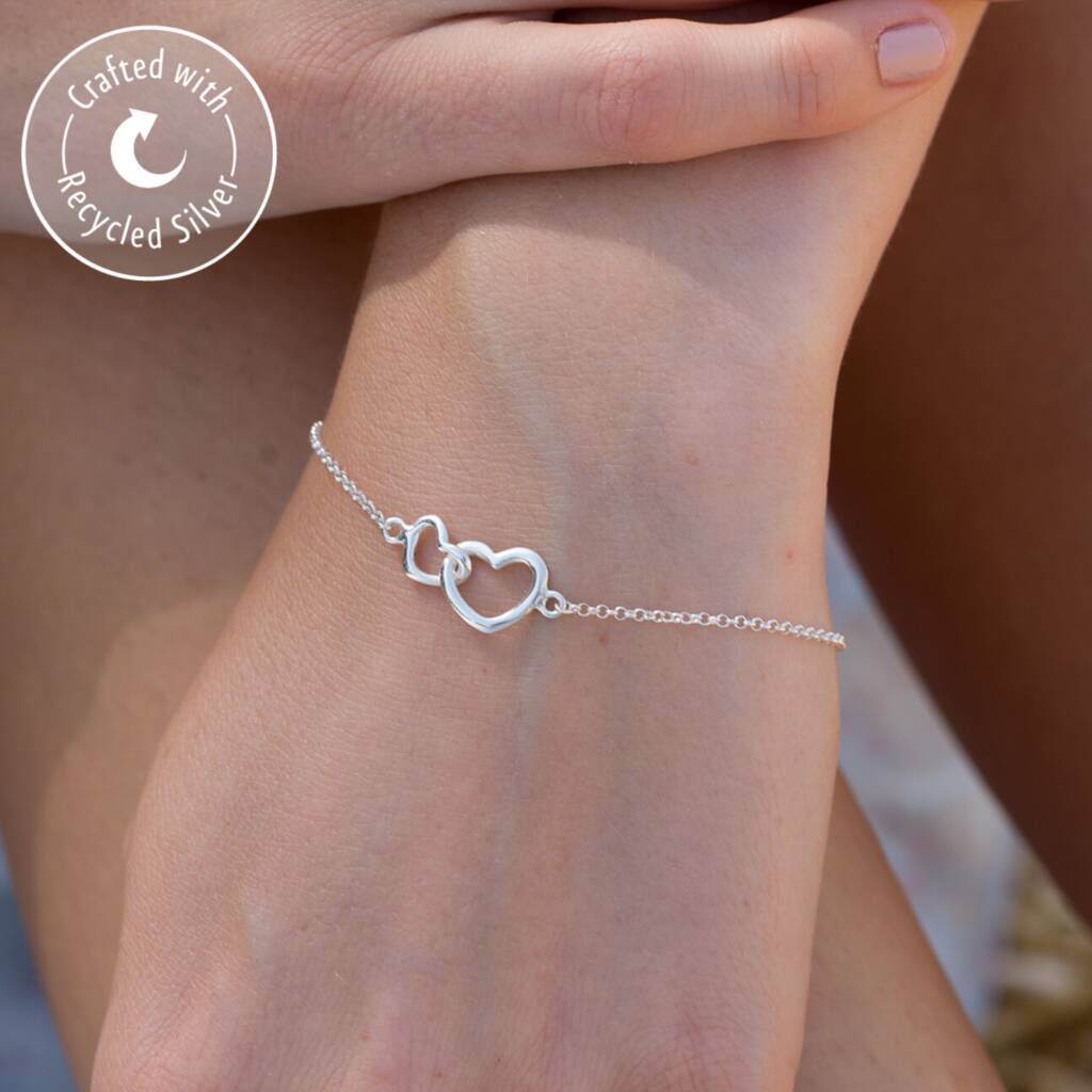 Sterling Silver Interlocking Hearts Bracelet 19cm – Shiels Jewellers