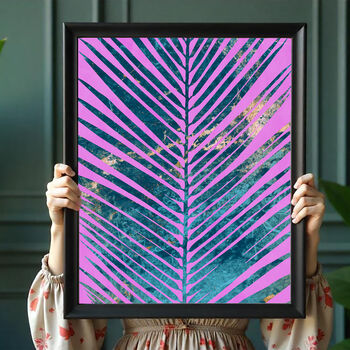 Alcohol Ink Tropical Palm Leaf Custom Colour Art Print, 5 of 8