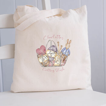 Personalised Knitting Basket Storage Tote Bag, 2 of 3