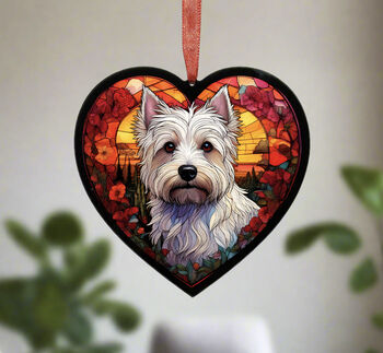 West Highland Terrier Stained Glass Effect Heart Suncatcher, 3 of 5