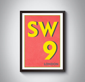 Sw9 Stockwell, London Postcode Typography Print, 8 of 8