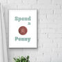 Spend A Penny Bathroom Print, thumbnail 3 of 3