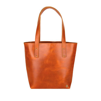 Personalised Buffalo Leather Open Tote In Tan, 2 of 9