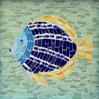 Framed Blue Fish Coastal Mosaic Wall Art, 4 of 4