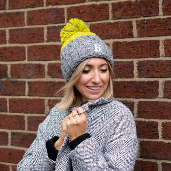 Ladies Personalised Initial Knitted Bobble Hat, 4 of 11