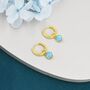 Sterling Silver Dangling Blue Opal Hoop Earrings, thumbnail 4 of 11