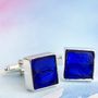 Murano Glass Square Silver Cufflinks, thumbnail 7 of 12