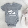 Hello World.. Personalised New Baby Babygrow, thumbnail 1 of 8