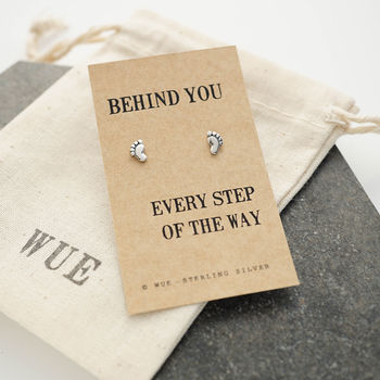 Silver Feet Earrings. Behind You Every Step, 4 of 5