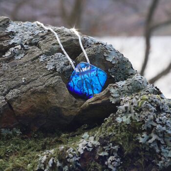 Blue Fused Glass Pendant Necklace, 6 of 10