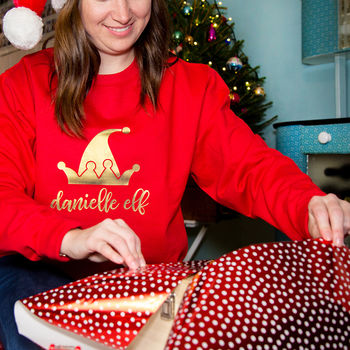 Personalised Elf Christmas Jumper Sweatshirt, 2 of 7