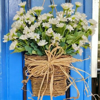 Spring Cream Wildflower Basket Door Wreath, 8 of 8