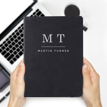 Personalised Initials Black Hardback Notebook For Him, 3 of 4
