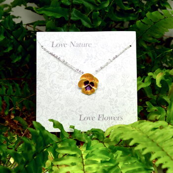 Pansy Yellow Flower Pendant Necklace, 2 of 5