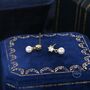 Sterling Silver Cz Crystal With Dangling Pearl Earrings, thumbnail 6 of 11