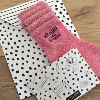 Personalised Go Girl Ribbed Bed Socks, 2 of 2