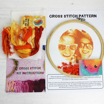 Orange Stitch A Selfie Personalised Cross Stitch Kit, 8 of 10