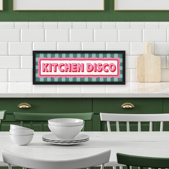 Stripe Border Framed Kitchen Disco Print, 3 of 4