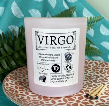 Personalised Virgo Horoscope Star Sign Candle, 3 of 11