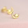 Gold Moon And Star Stud Earrings, thumbnail 5 of 7