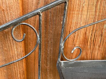 Grey Metal Wall Mounted Planter Stand Vintage Style, 6 of 11