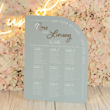 Modern Arch Acrylic Wedding Table Plan, 11 of 12