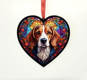 Beagle Stained Glass Effect Heart Suncatcher, 6 of 6