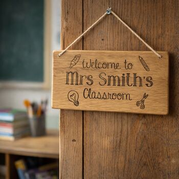 Personalised Teacher's Classroom Wooden Door Sign, 3 of 3