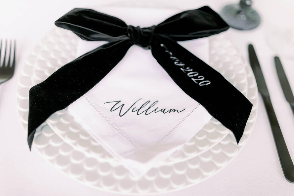 Place Setting Linen Hemstitch Napkin By The Embroidered Napkin Company