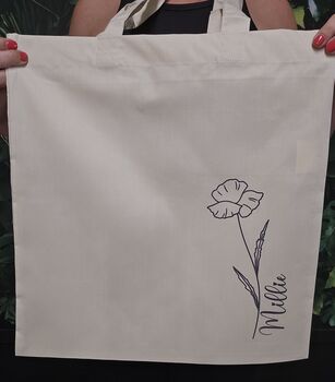 Personalised Tote Bag With Minimalist Floral Design, 3 of 3