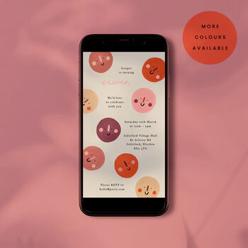 Digital Download Birthday Party Invite With Happy Faces, 3 of 4