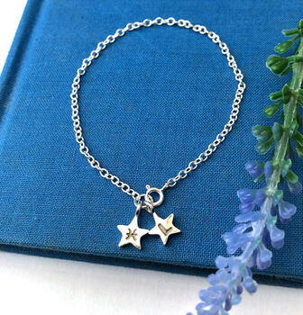 Silver Zodiac Sign Initial Star Birthday Bracelet, 7 of 11
