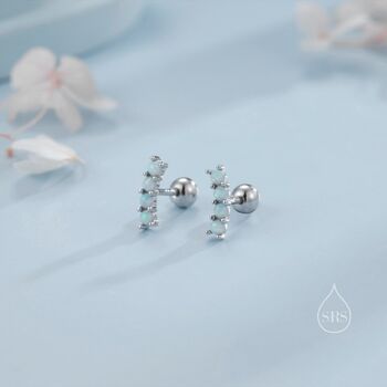 Tiny Opal Curved Bar Screw Back Earrings, 2 of 11
