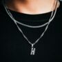 Bold Initial Steel Necklace For Men, thumbnail 1 of 10