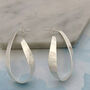 Ribbon Teardrop Curved Sterling Silver Hoop Earrings, thumbnail 2 of 7