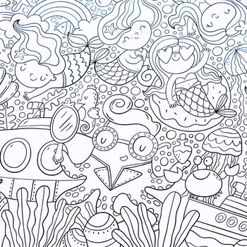 Mermaid Colour In Poster Giant Children's Activity, 2 of 6