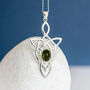 Genuine Green Tourmaline Celtic Knot Necklace In Silver, thumbnail 1 of 10