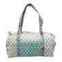 Block Printed Aqua, White And Green Floral Quilted Duffle Bag, thumbnail 7 of 9