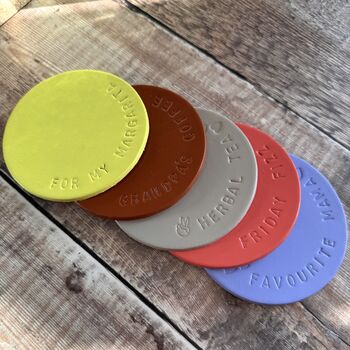 Hand Stamped Personalised Leather Coasters, 5 of 6