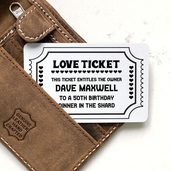 Personalised Love Ticket Metal Wallet Card, 2 of 7
