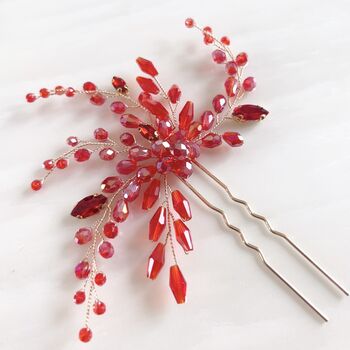 Vibrant Red Crystal Hair Pin, 6 of 6