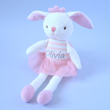 Personalised Knitted Pink Bunny Soft Toy, 4 of 4