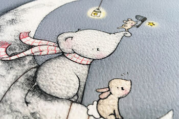 Personalised Catching Stars On The Moon Childrens Print, 4 of 8