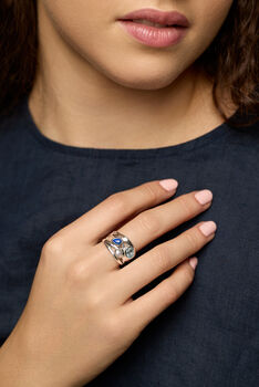 Silver Ring With Blue Topaz, Pearl And Lapis Lazuli, 2 of 7