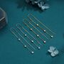Sterling Silver Cz Bezel Cascade Drop U Threader Earrings, thumbnail 3 of 11